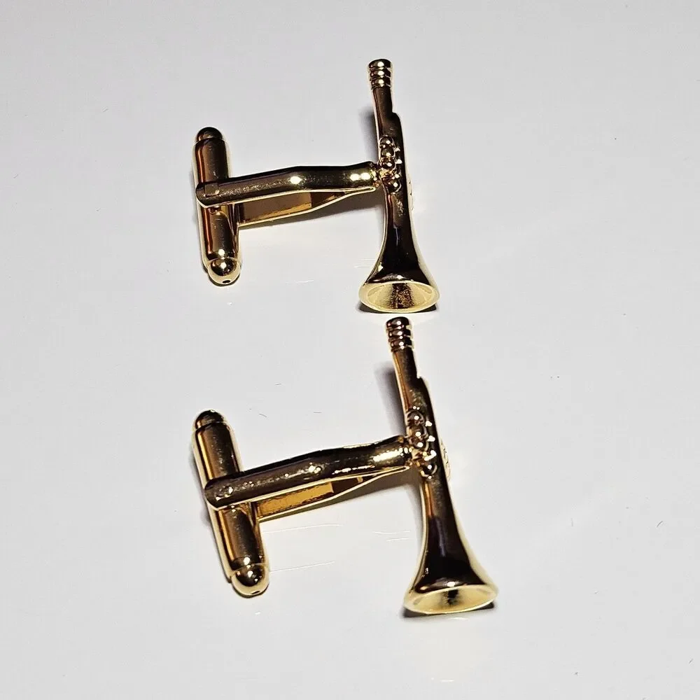 *Sale* Trumpet Cufflinks Musical Instrument Jazz Orchestra Marching Band Gold